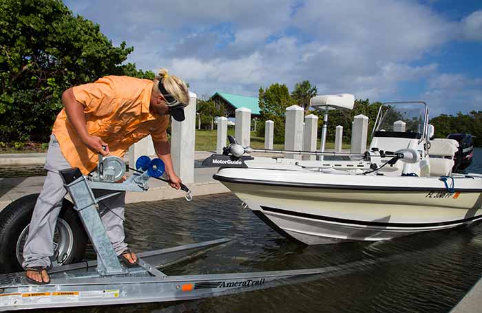 Attaching winch while keeping feet dry