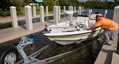 Loading the boat onto the trailer