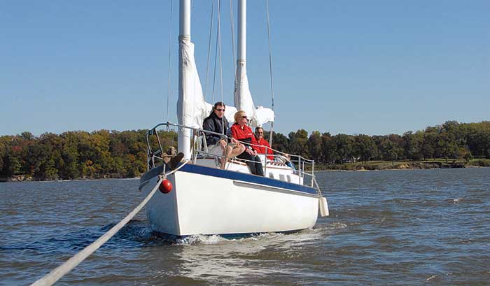 Sailboat being towed