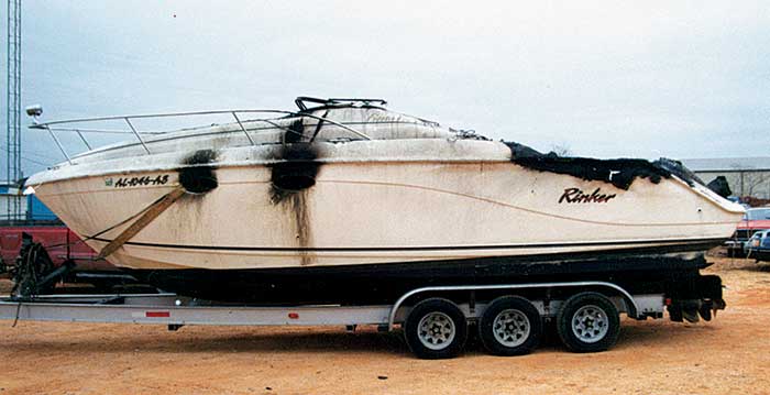 Burned boat
