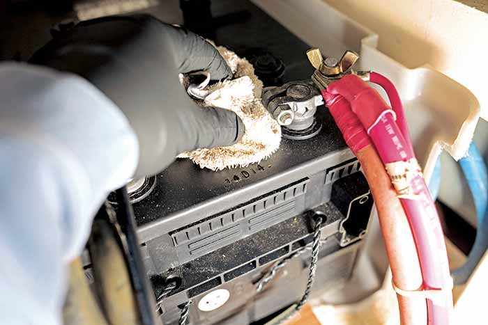 Cleaning battery terminal