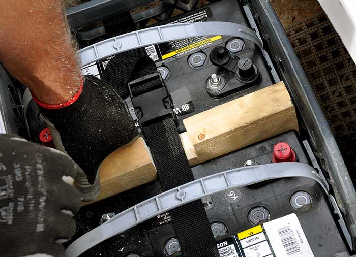 Installed battery strap