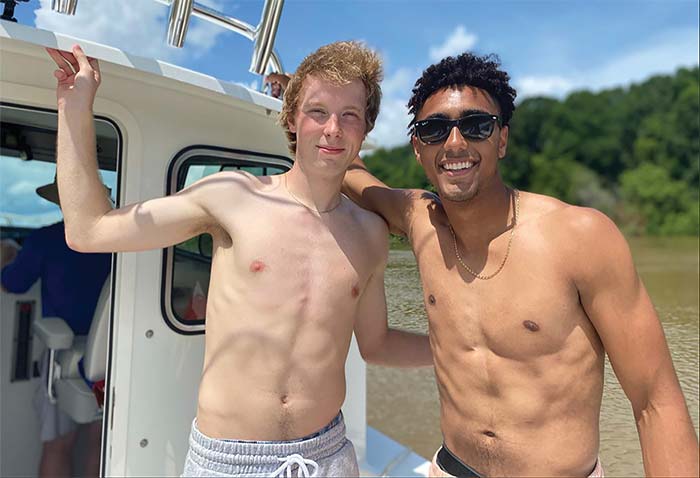 Eddie Gill IV, right, and his childhood friend Justin Shupe 