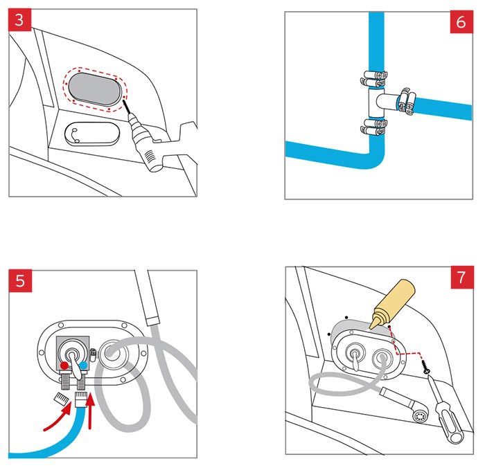 Shower hose installation illustration